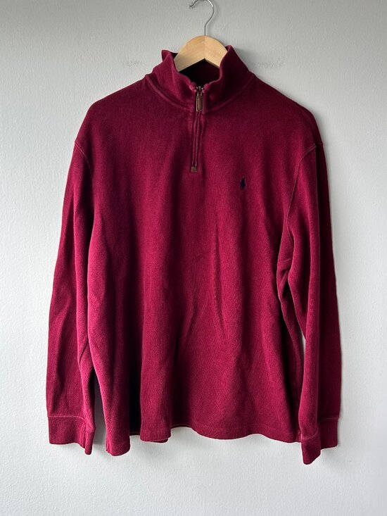 Polo Ralph Lauren Other - Polo Ralph Lauren XL Burgundy Quarter Zip Sweater Cotton Pony Logo Pullover